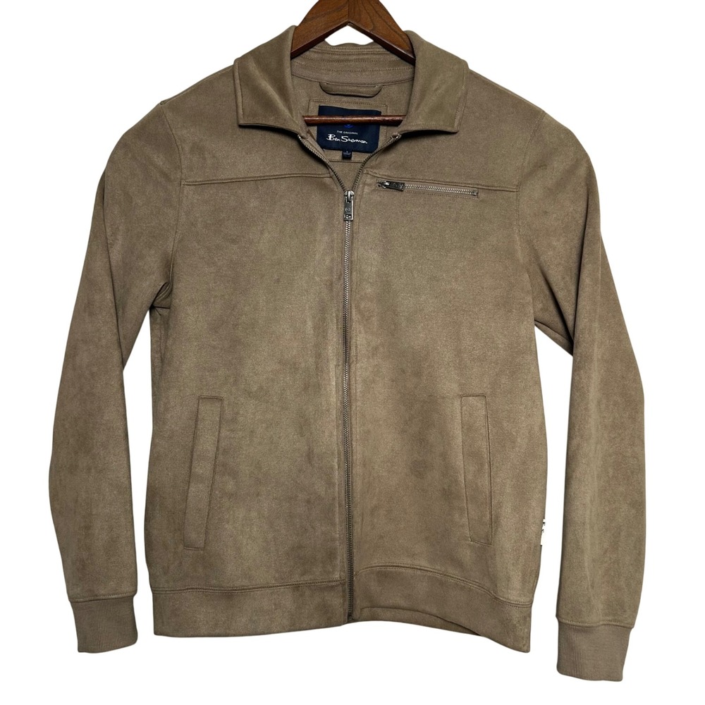Ben Sherman‎ Mens S Tan Suede Look Full Zip Jacket Lightweight Casual Outdoor